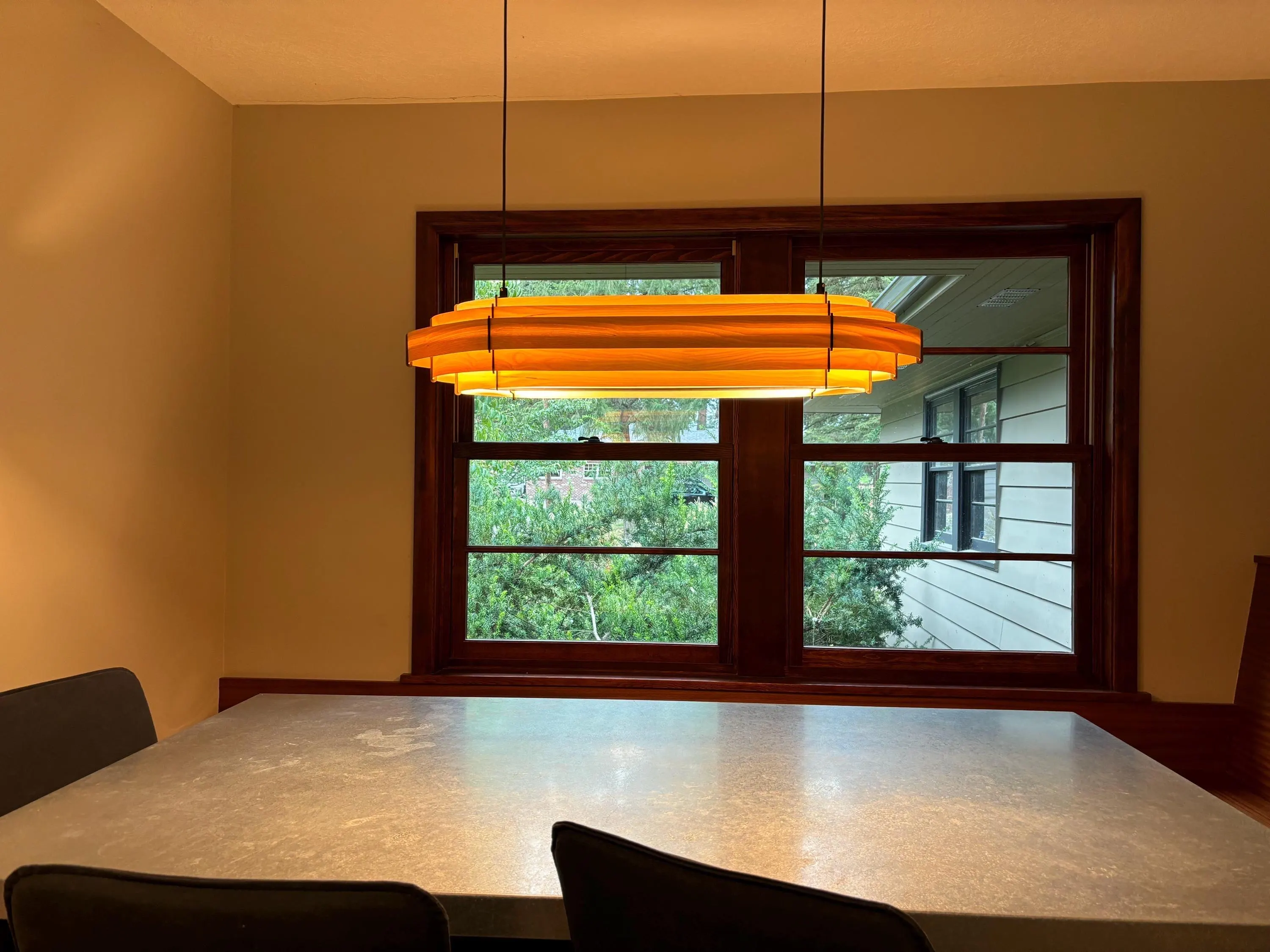 Mid Century Modern Wooden Pendant Light | Handmade Walnut Chandelier | Dining Table Lighting | Japandi Ceiling Lamp | Minimal Wood Light