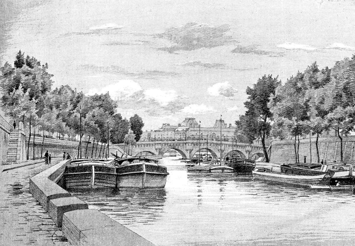 - Papier peint panoramique gravure la Seine 270x390cm