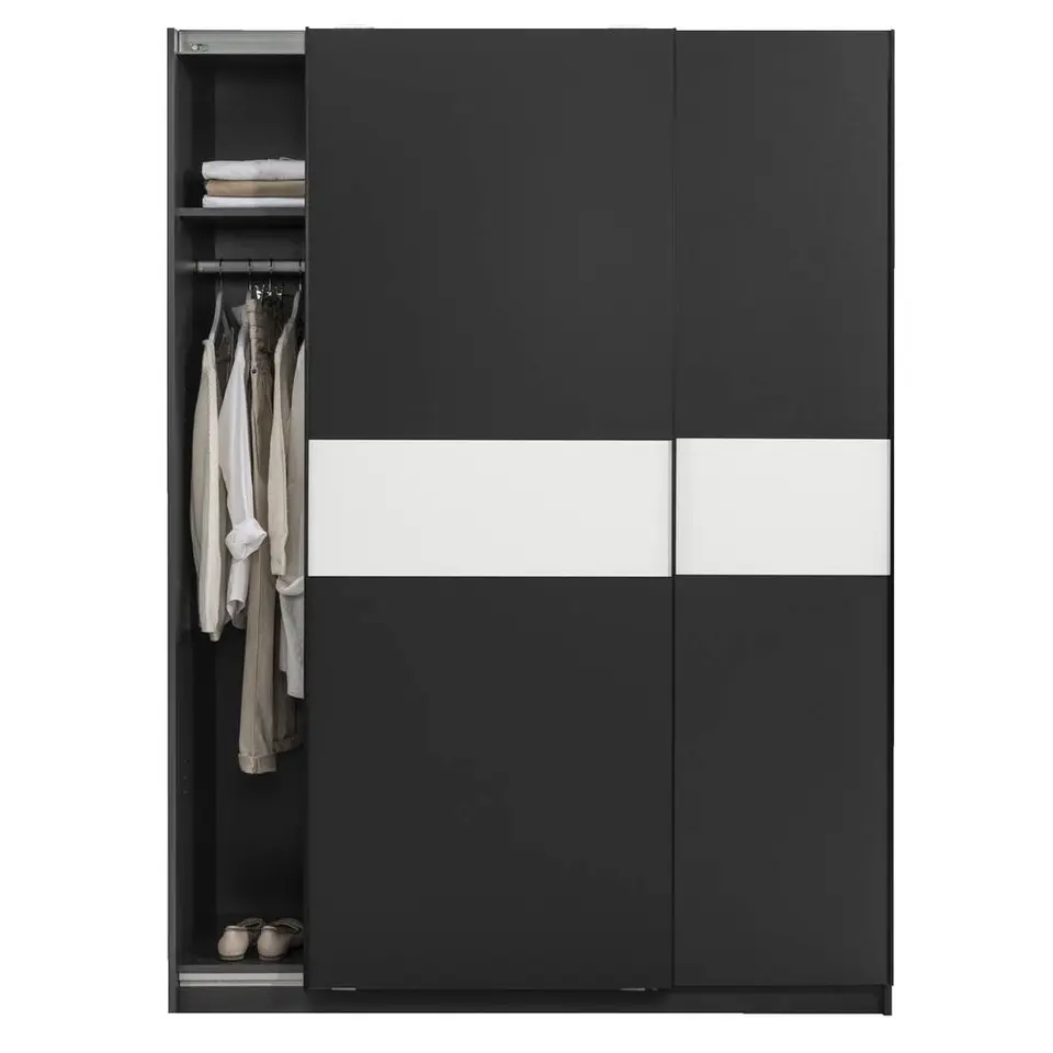 Schuifdeurkast Genua - antraciet/wit - 204x150x60 cm