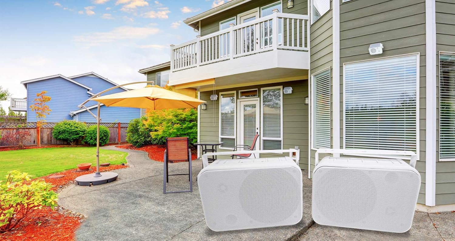 Rockville Pair HP65S-8 6.5 500W White Outdoor/Indoor Speakers, 8 Ohm, Waterproof, Swivel Bracket, Paintable Grill, for Patio and Home Theater