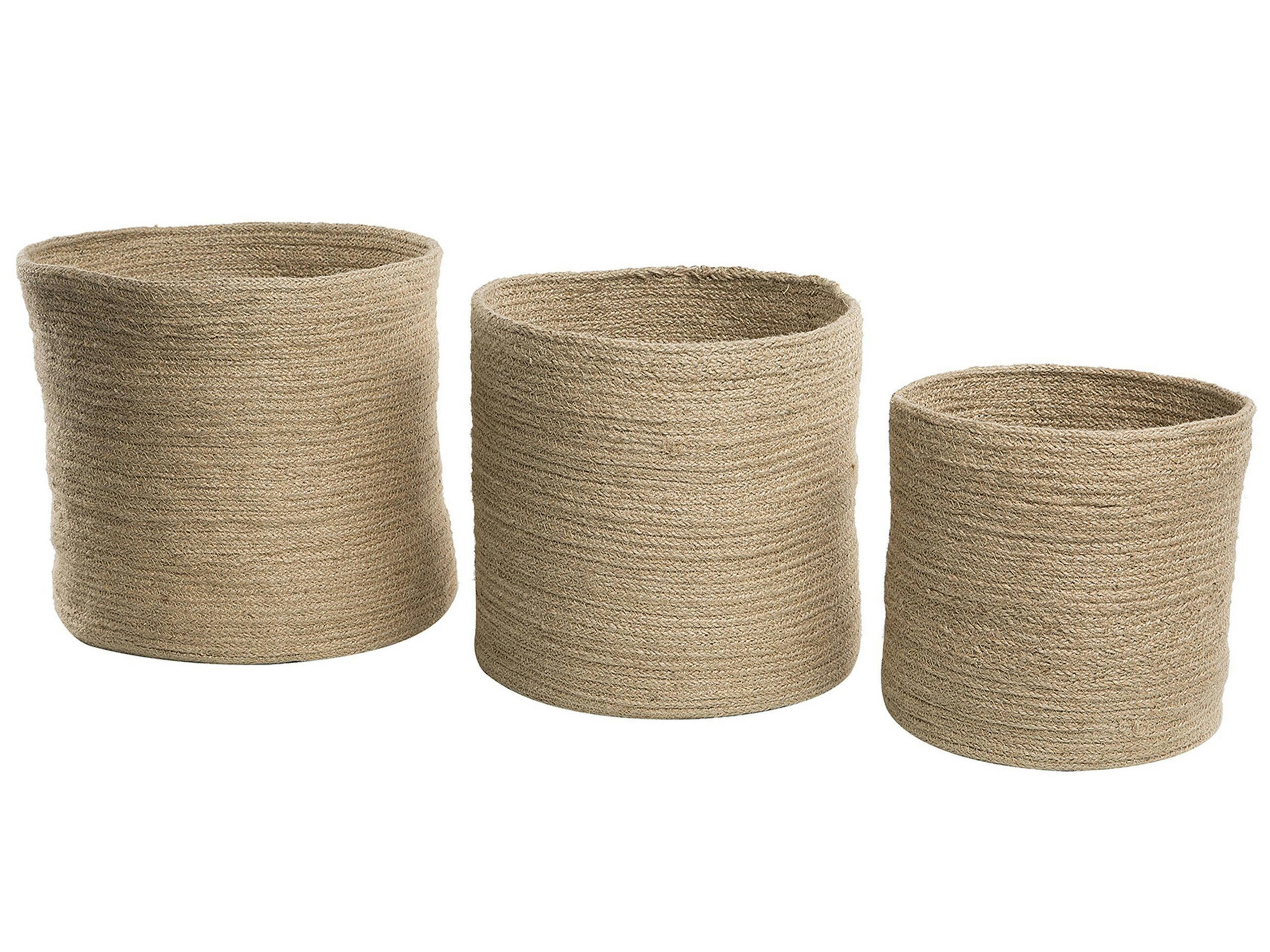 ARTIGALA - Lot de 3 corbeilles en textile beige
