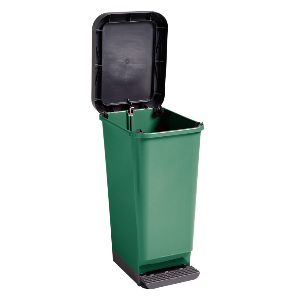 Poubelle en plastique vert 45L avec pédale rétractable 29x38,5xH61cm