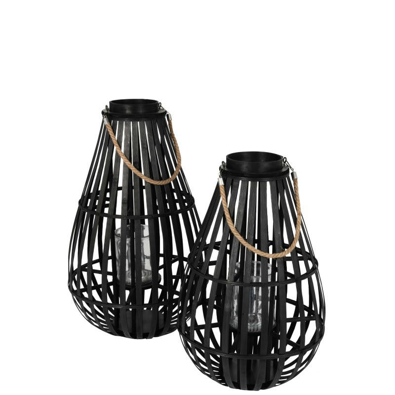 GOUTTE - Lanterne en forme de goutte bambou noir H60cm