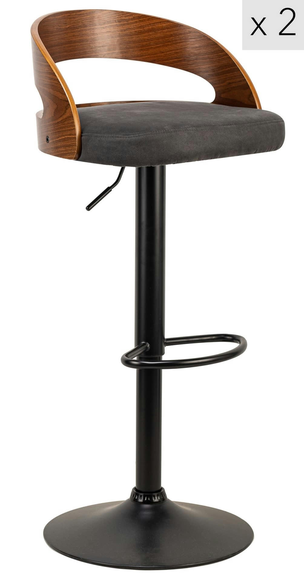 - Lot de 2 tabourets de bar en frêne et simili cuir