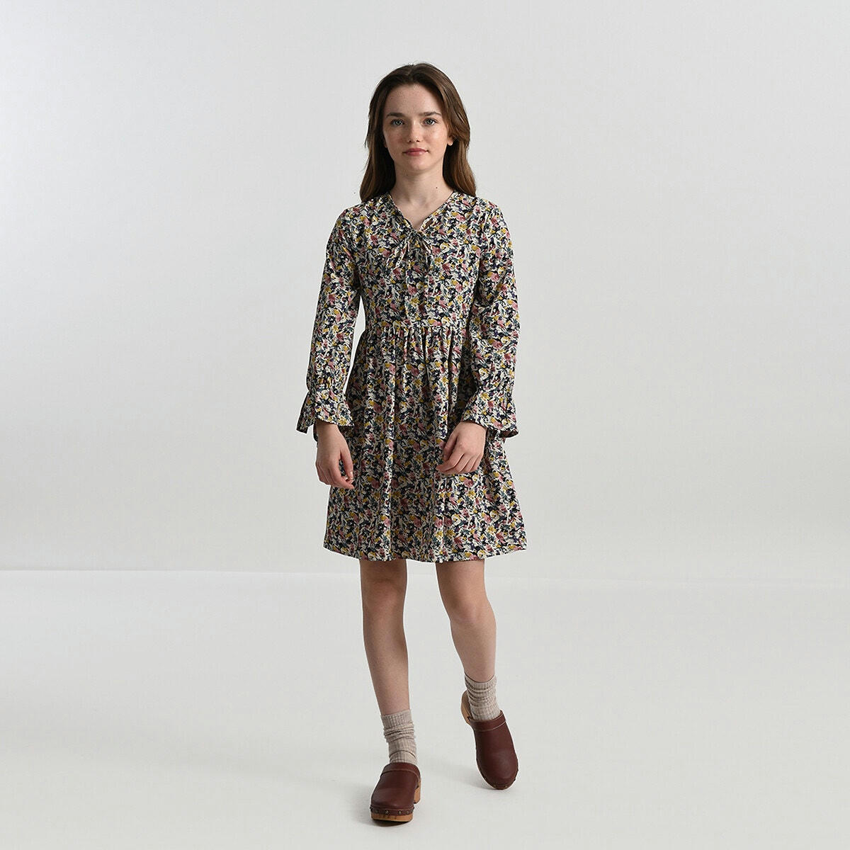 Robe manches longues imprimé fleuri