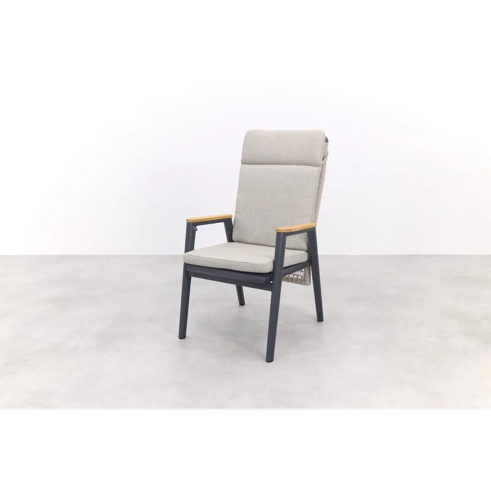 VDG Solaro verstelbare dining tuinstoel - light rope / teak arm