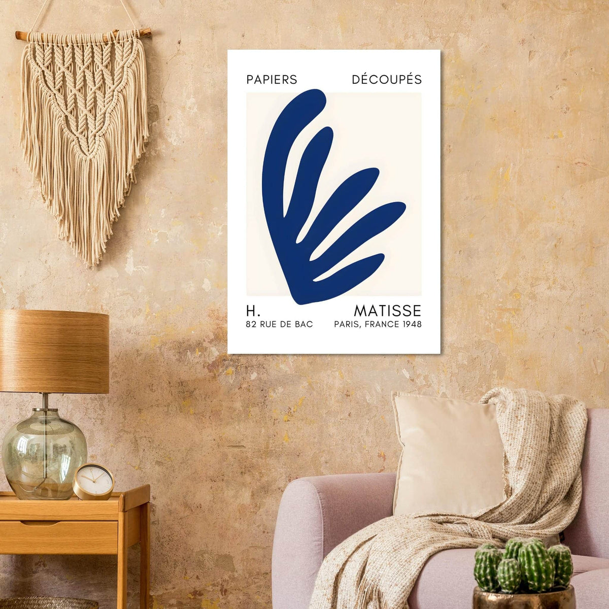 Artfulprints Poster Matisse – Aquatic impression navy blue II  - 70x100 cm - Blauw