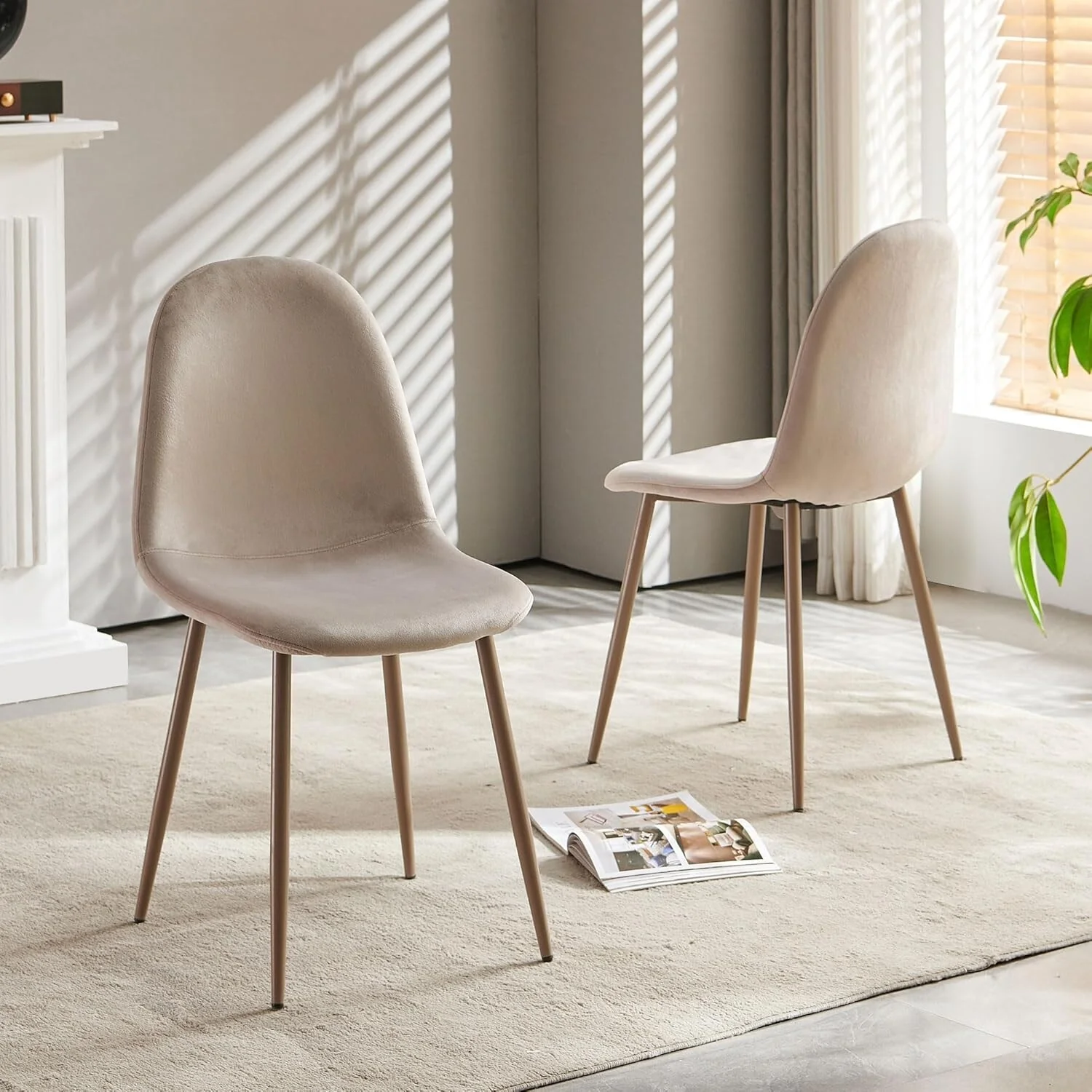 Howtai Upholstered Velvet Dining Chairs,Metal Legs