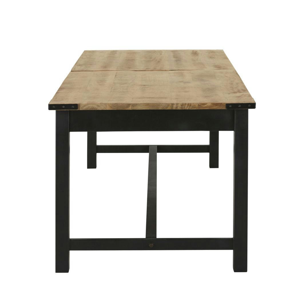 Alfred - Table à manger en manguier et métal gris anthracite 8/12 personnes L200/280