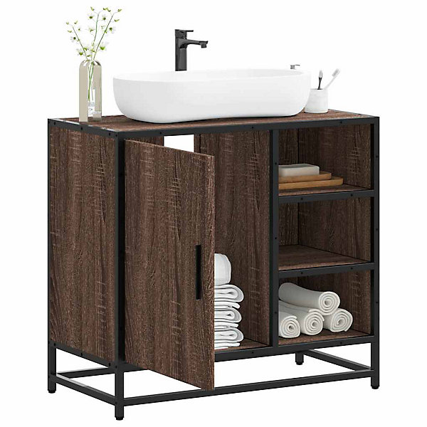 Armoire de lavabo de salle de bain chêne marron 65x33x60 cm vidaXL