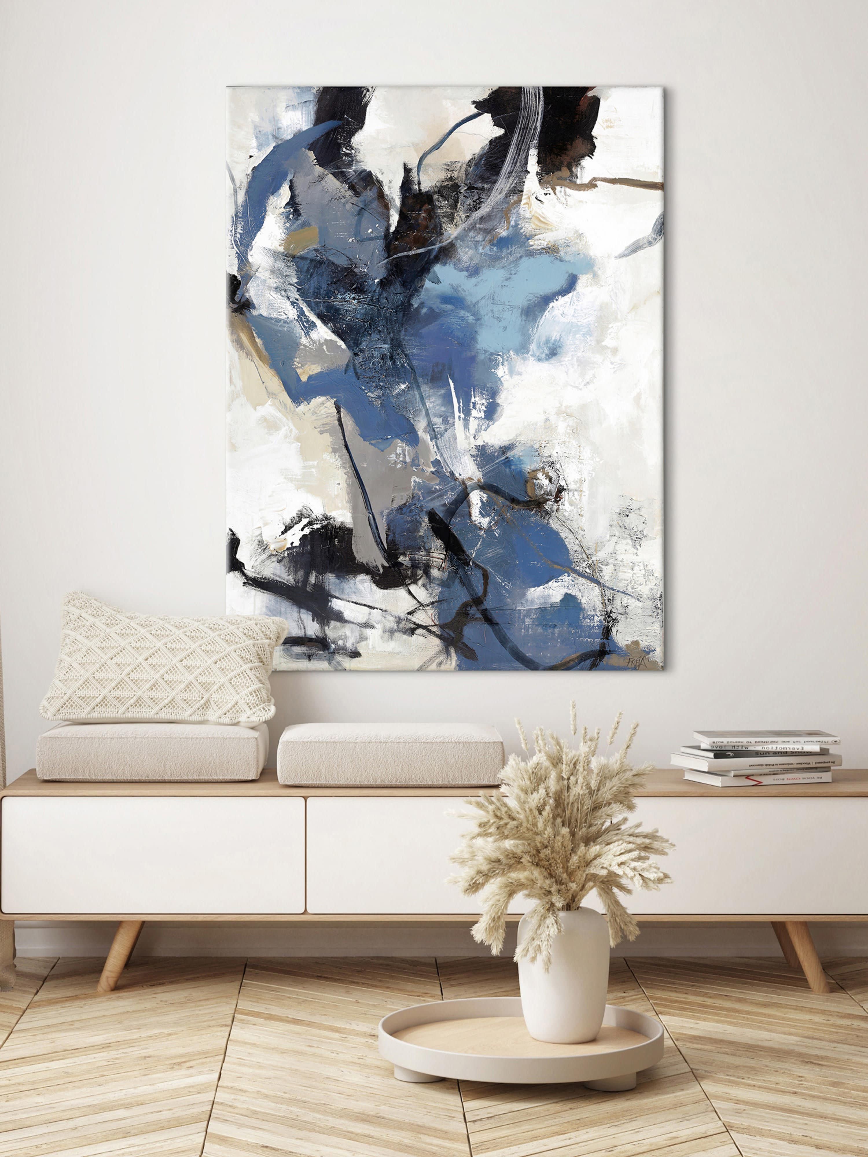 Handbemalter Leinwanddruck Blue vibes