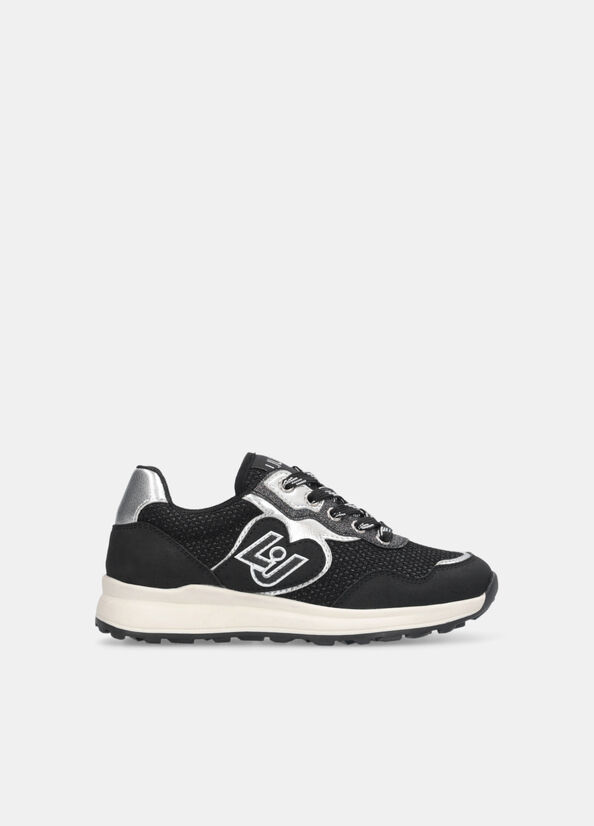 Sneakers in glitter mesh