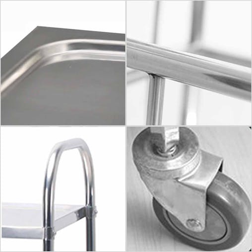 SOGA 2 Tier Stainless Steel Round Kitchen Trolley 86x54x94cm