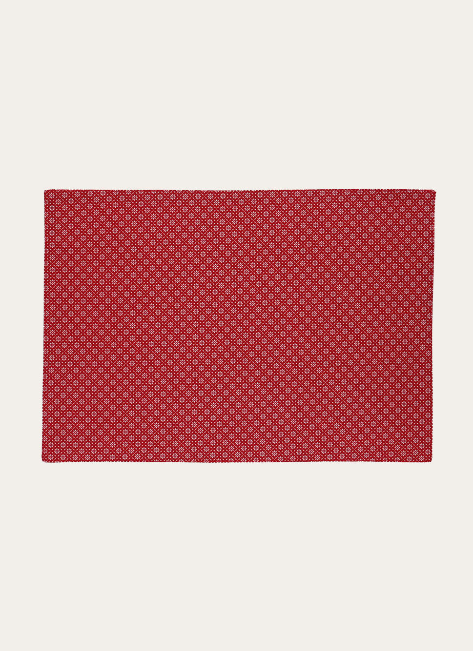 SET DE TABLE EN COTON ENDUIT MOTIF FANTAISIE ROUGE/BLANC