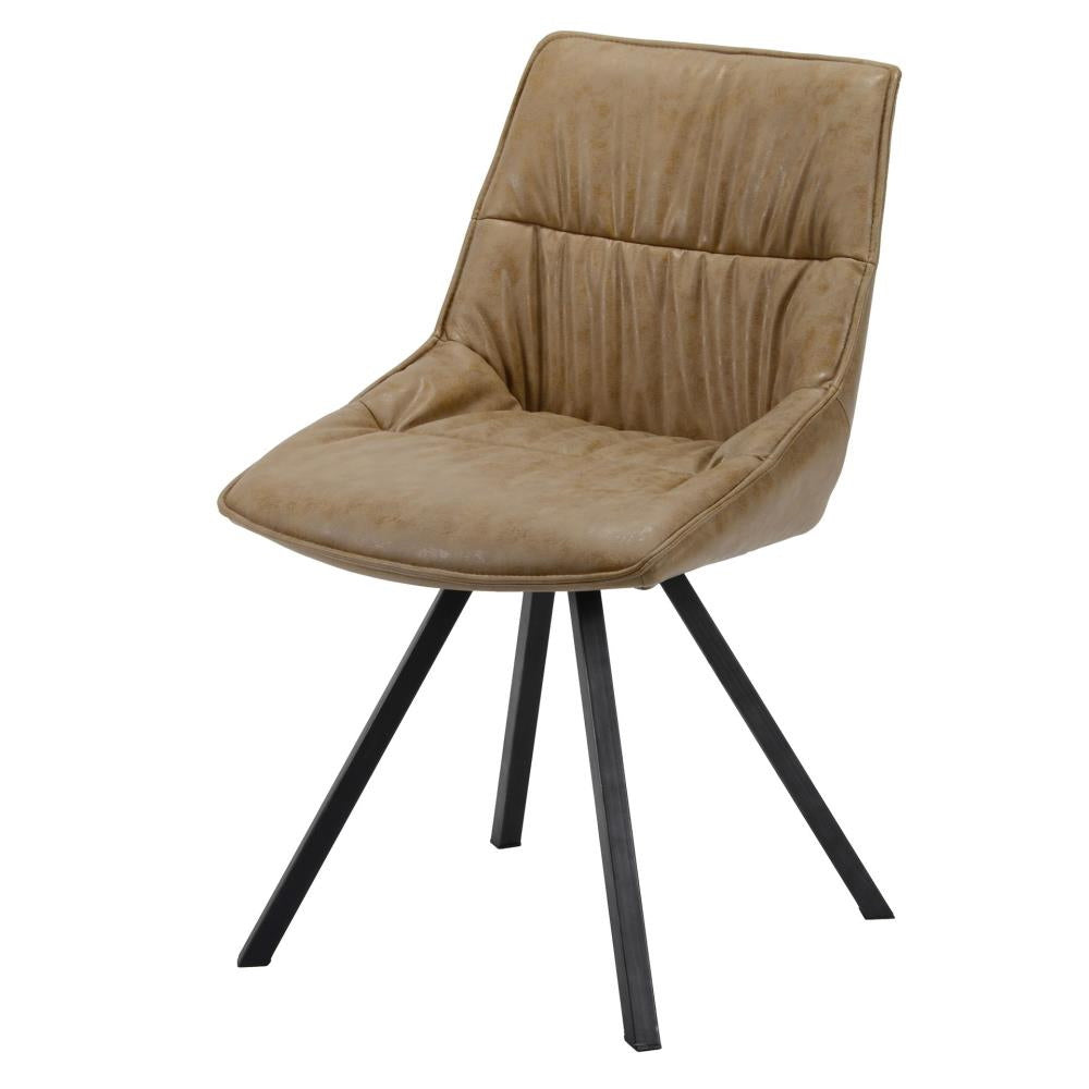 Giga Meubel Eetkamerstoel Vierpoot - Bruin PU Leer - Zithoogte 46cm - Set van 4