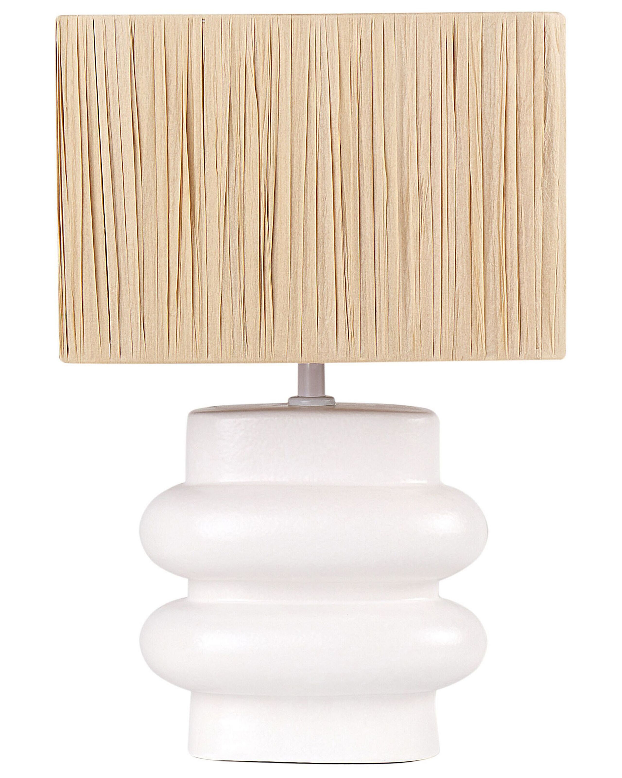 Lampa stołowa nocna ceramiczna biała z naturalnym