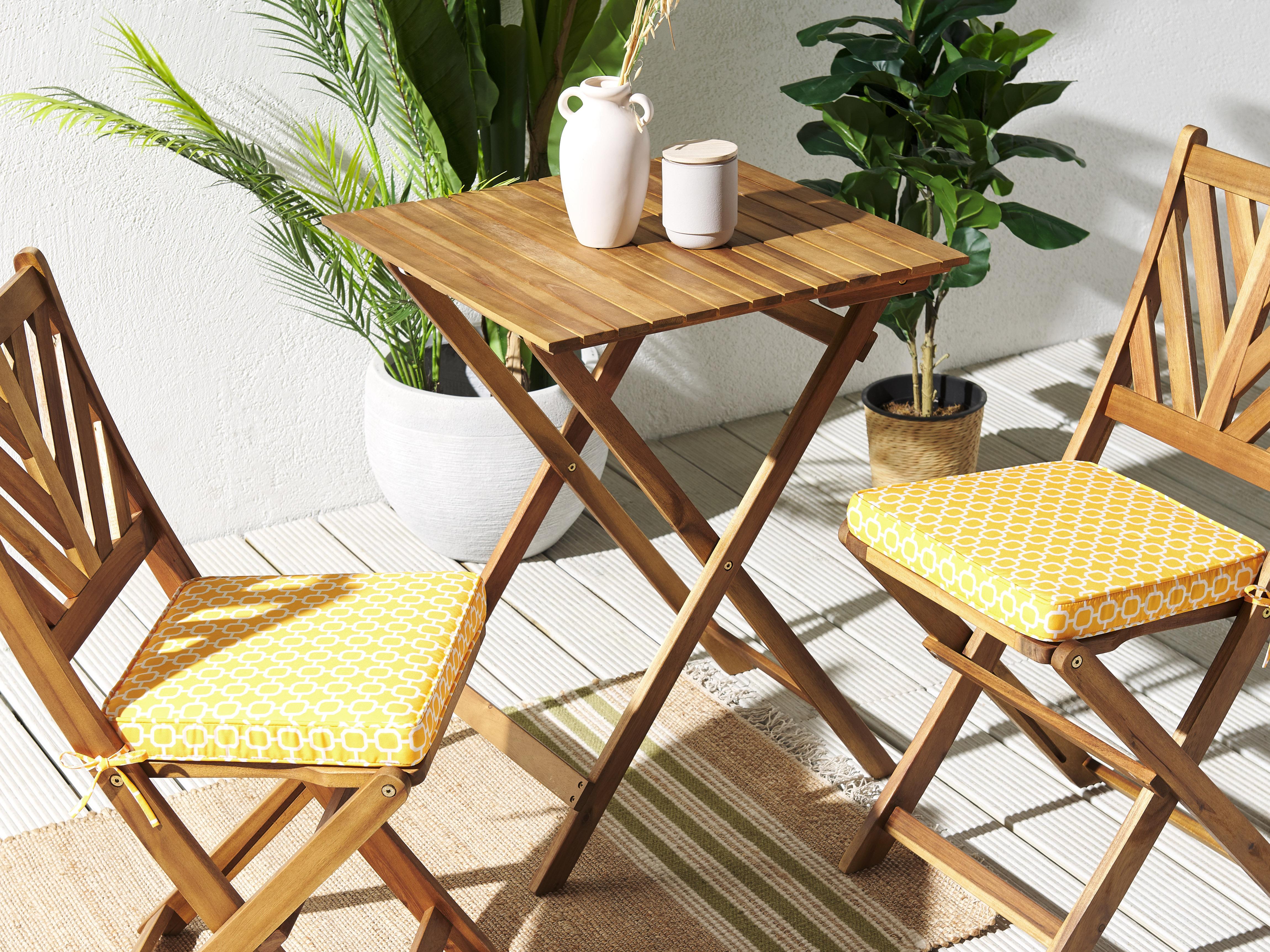 Set of 2 Garden Chair Cushions TERNI 37 x 34 cm Yellow