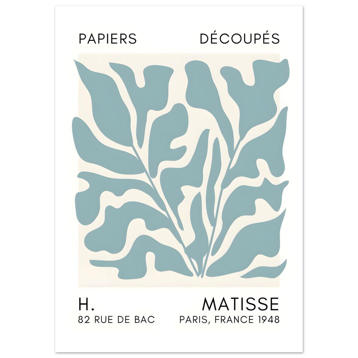 Artfulprints Poster Matisse – Seabed shapes turquoise  - 50x70 cm - Turquoise