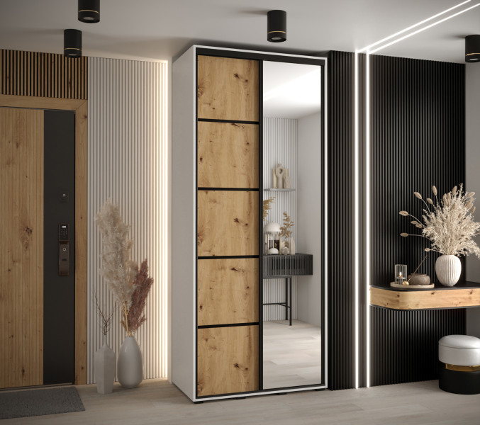 Szafa przesuwna 45 wysoka Davos 5 120 biały artisan czarny