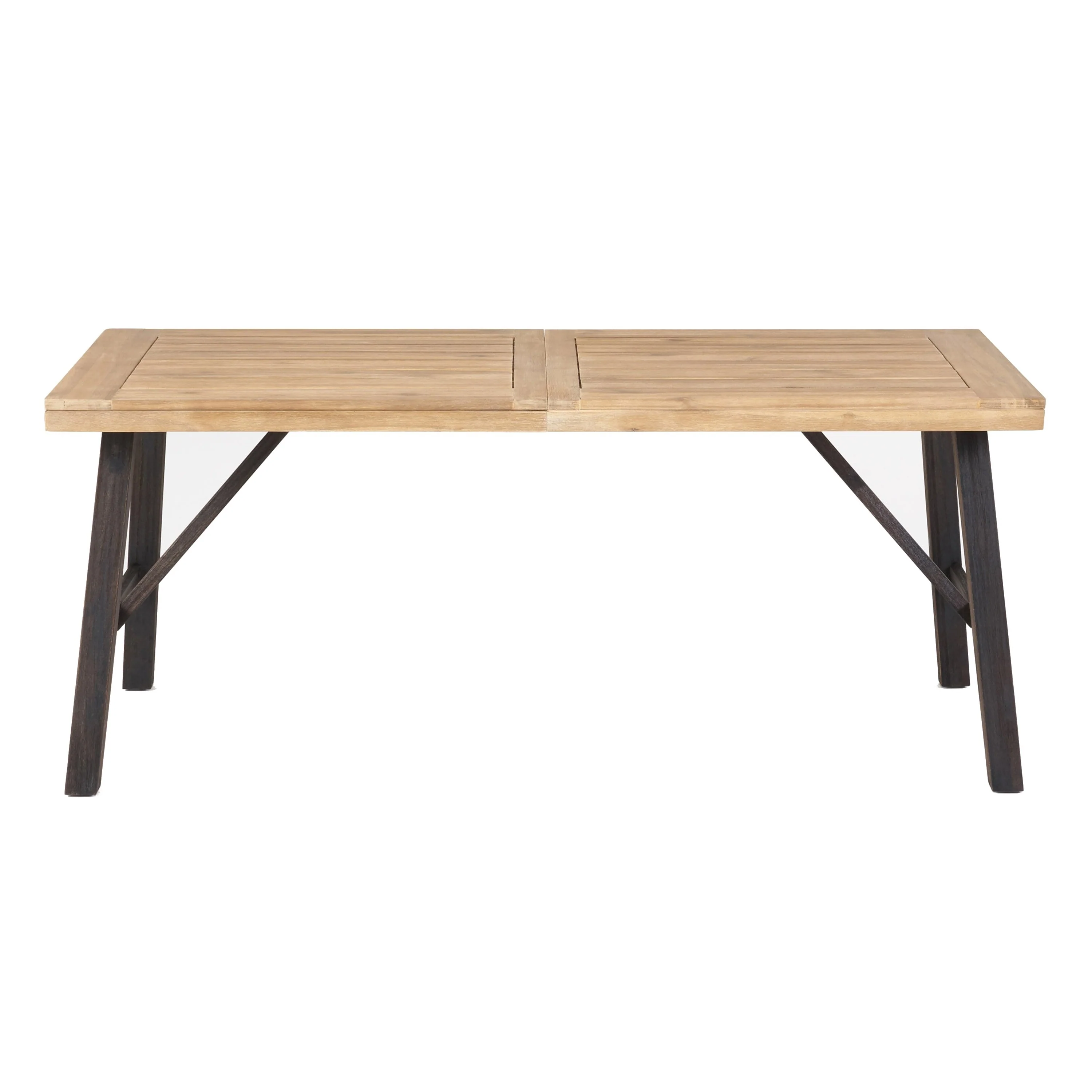 Wren Outdoor Dining Table, Rectangular 71 Inch, Brown and Black Wood