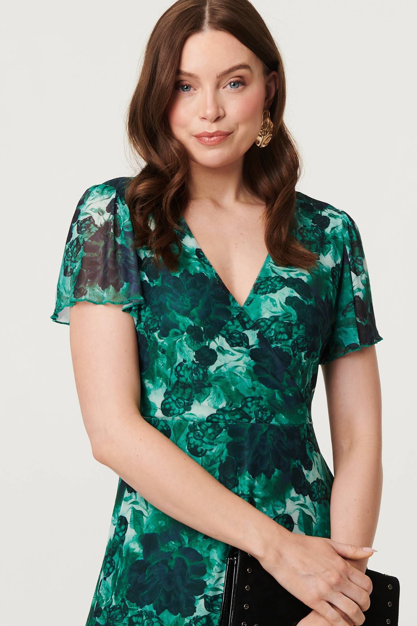 Izabel London Floral Semi Sheer Frilled Hem Maxi Dress