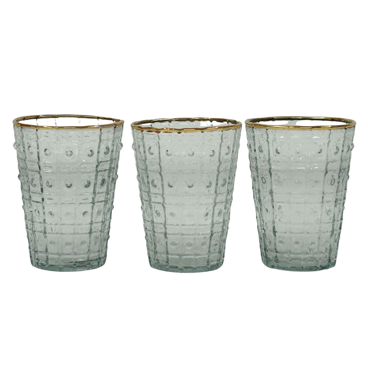 - Set de 3 photophores en verre gravé