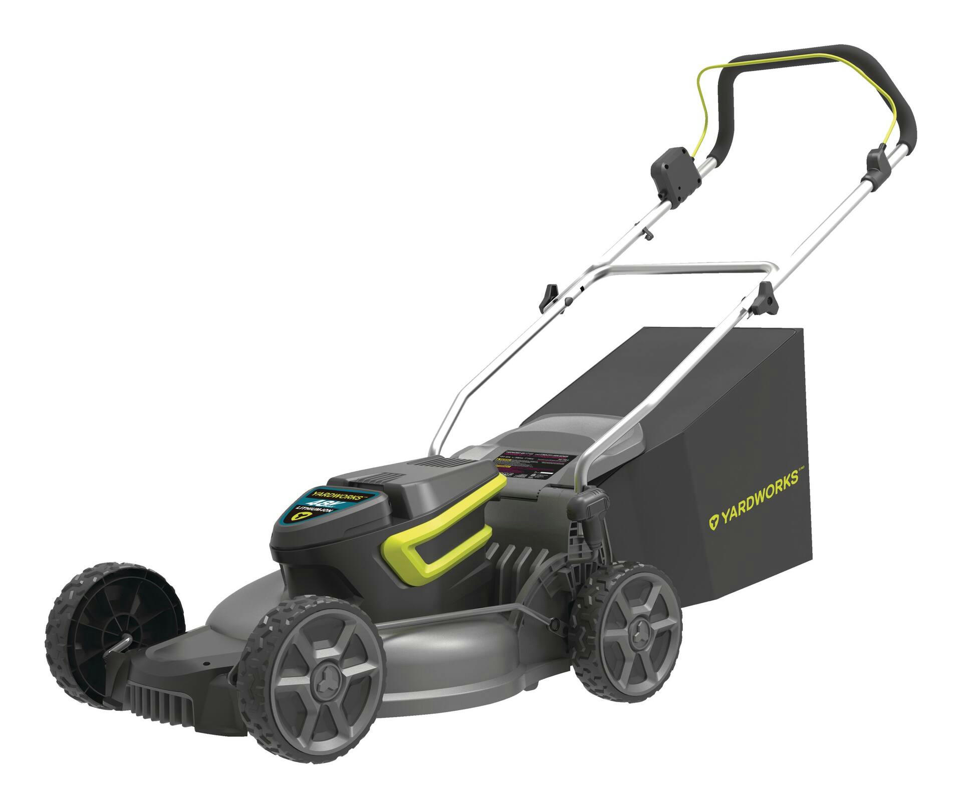 Yardworks Poly Deck 2-in-1 48V Battery, Cordless Brushed Push Lawn Mower, 17-in