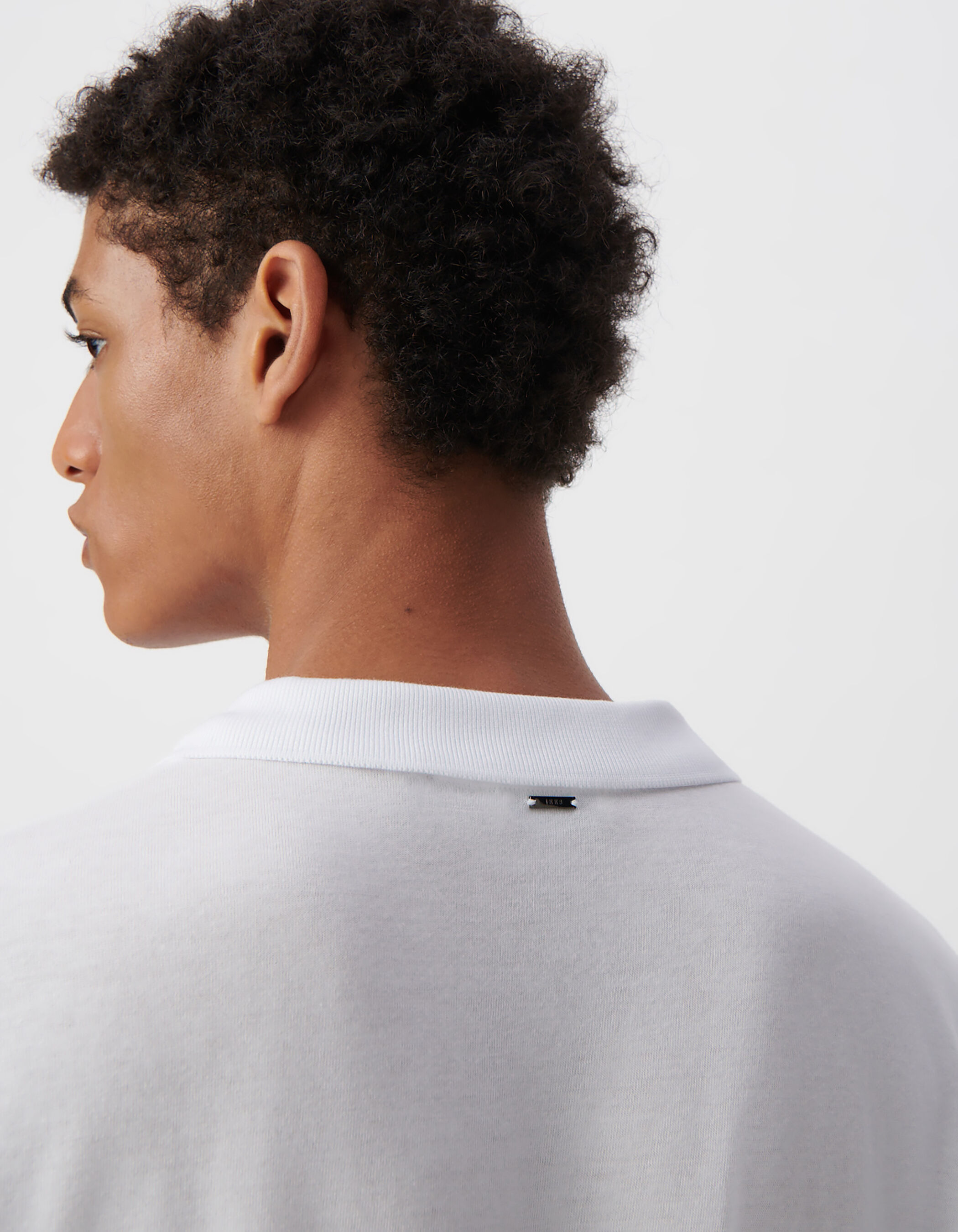 Polo blanc en coton modal Homme