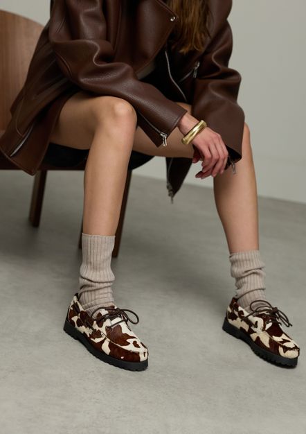 Bruine cow print veterschoenen