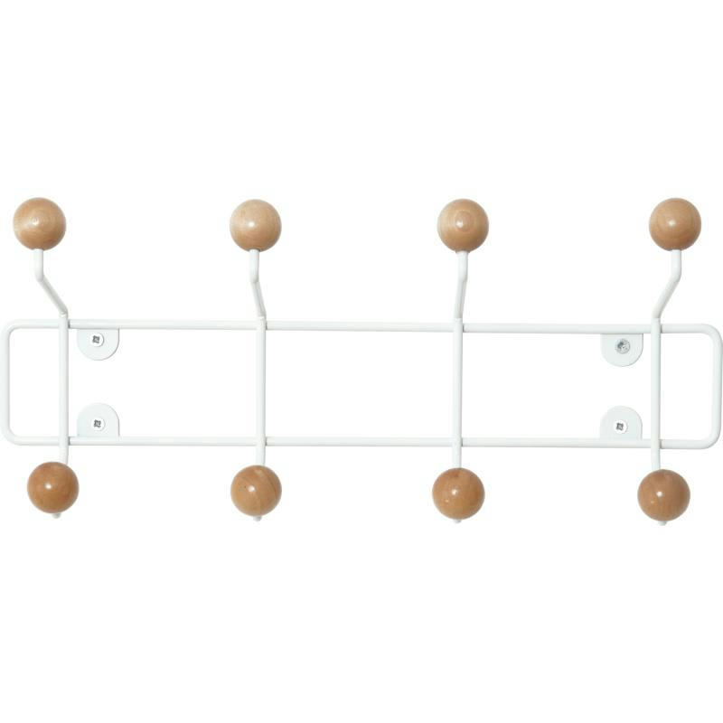 - Patère 8 crochets en bois saturnus blanc et bois clair