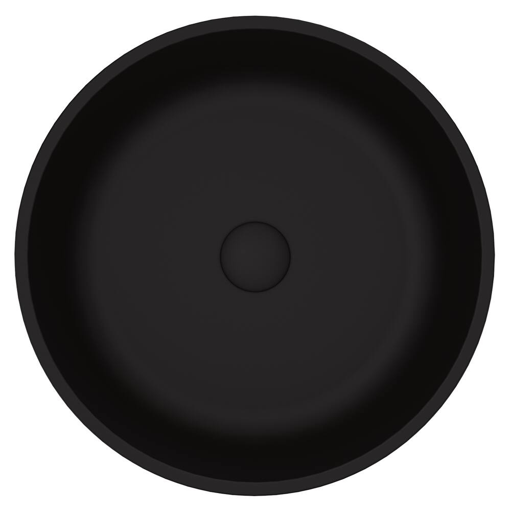 VIGO Modus Glass Round Vessel Bathroom Sink/Basin with Rounded Edges & Deep Bowl, Black