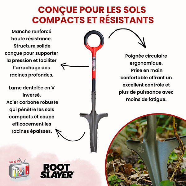 Désherbeur/lame en V inversée - ROOTSLAYER - VENTEO - outil de désherbage - dents aiguisées en acier carbone