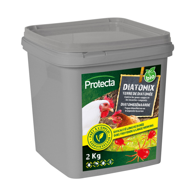 Poudre insecticide Diatomix Terre de diatomée pour le poulailler 2 kg PROTECTA