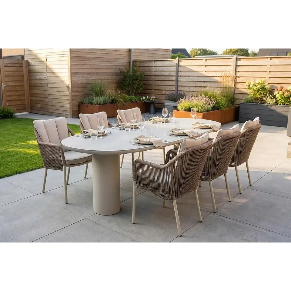 Tuinset 6 personen 240 cm Rope Taupe Lifestyle Garden Furniture Marbella/Guave