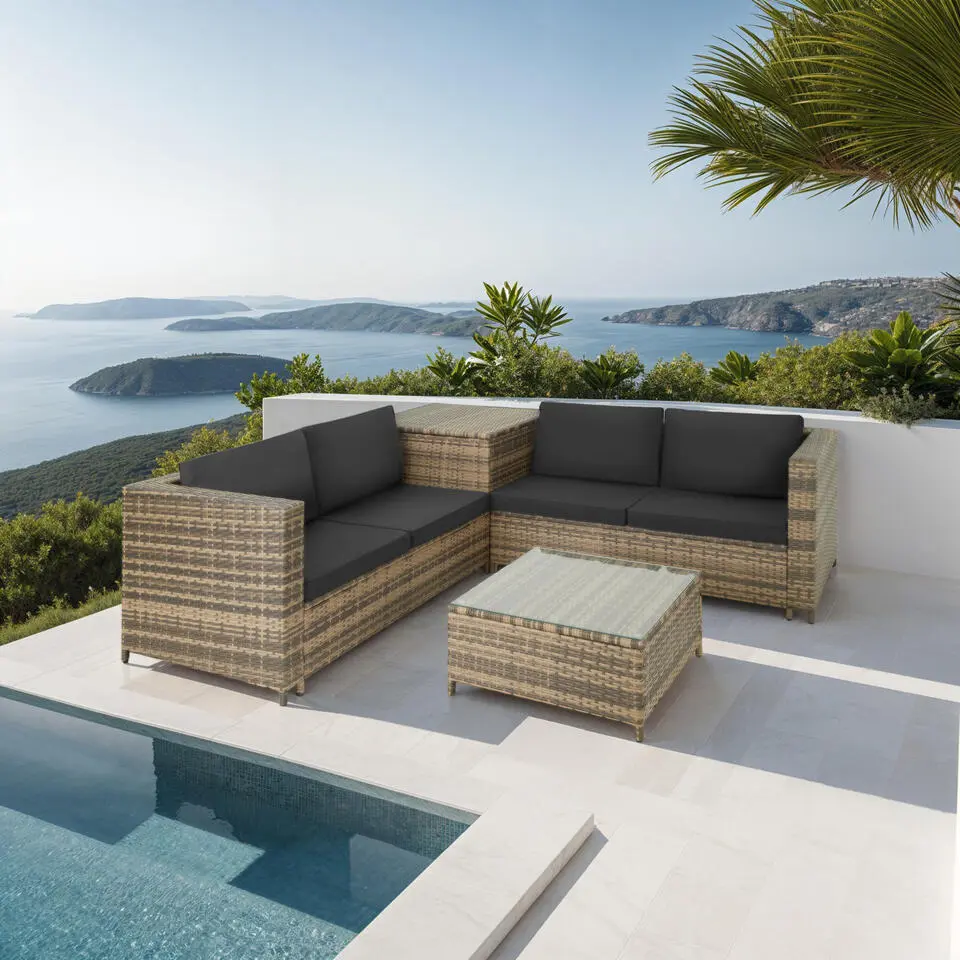 tectake Wicker lounge Siena, Natuur/Donkergrijs