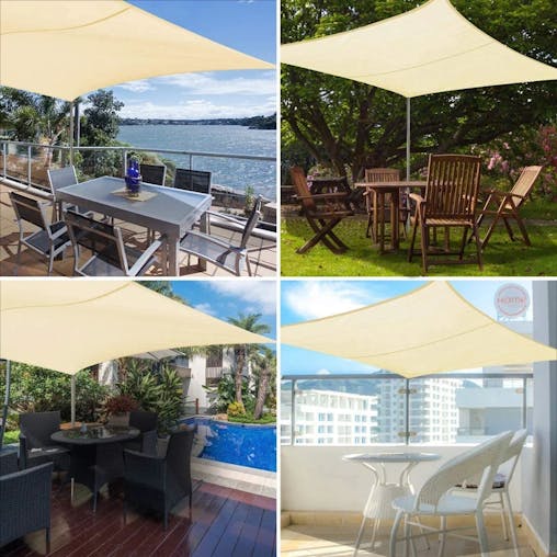 NNEOBA Rectangular Sunshade Sail UV Block Waterproof Canopy (Beige)