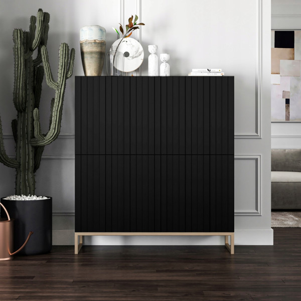 Komoda RTV Glamour Szafka RTV Glamour Czarna 112cm