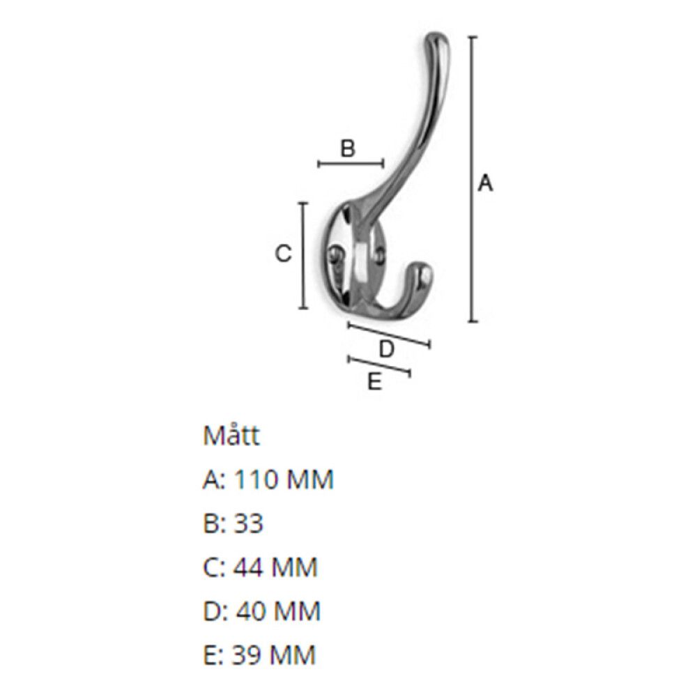 HATTEKROK BESLAGSBODEN 110MM POLERT KROM