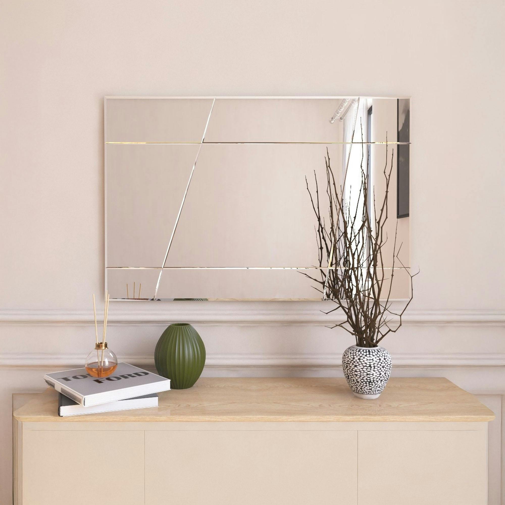 Miroir rectangulaire mural 75 cm - design gravé CODY
