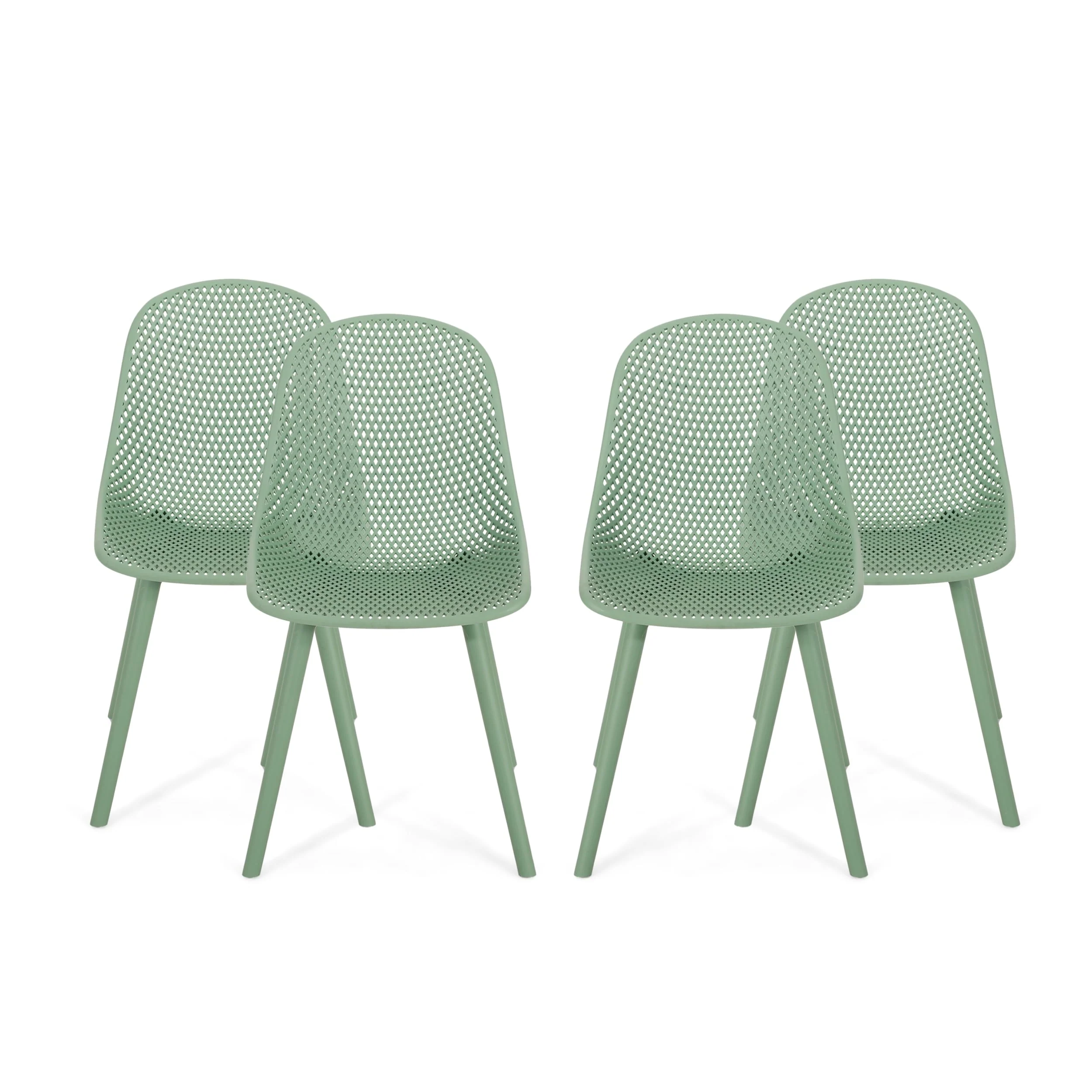 Posey Outdoor Diamond Perforated Modern Dining Chair (Set of 4) by Christopher Knight Home - 18.50 W x 22.50 L x 33.00 H
