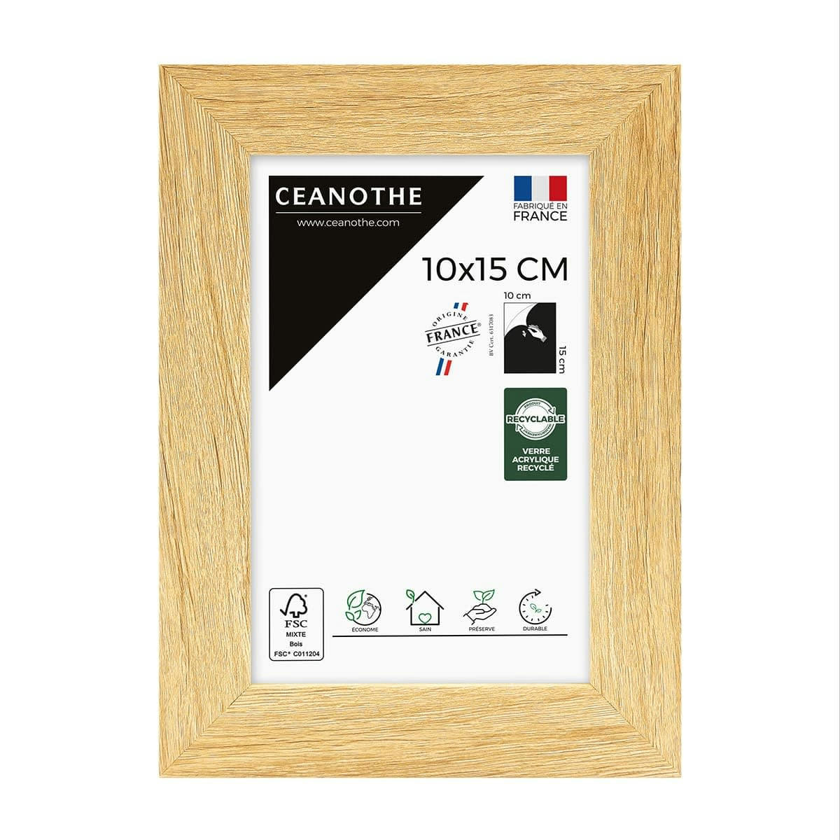 ETERNEL - Cadre photo design bois clair 10x15 cm bois reconstitué fsc