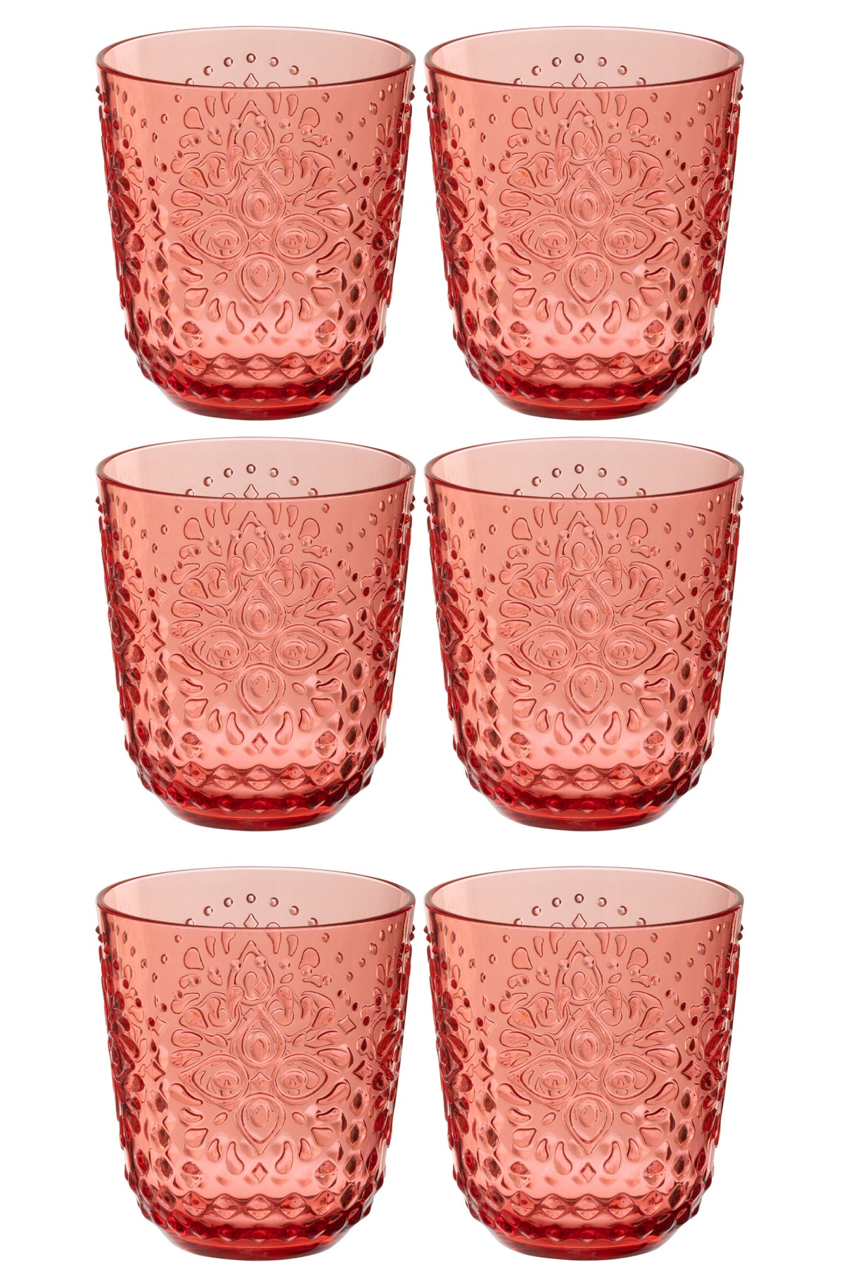 J-Line glas - kunststof - rood - doos van 6