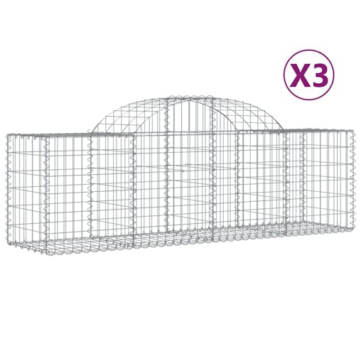 NNEVL Arched Gabion Baskets 3 pcs 200x50x60/80 cm Galvanised Iron