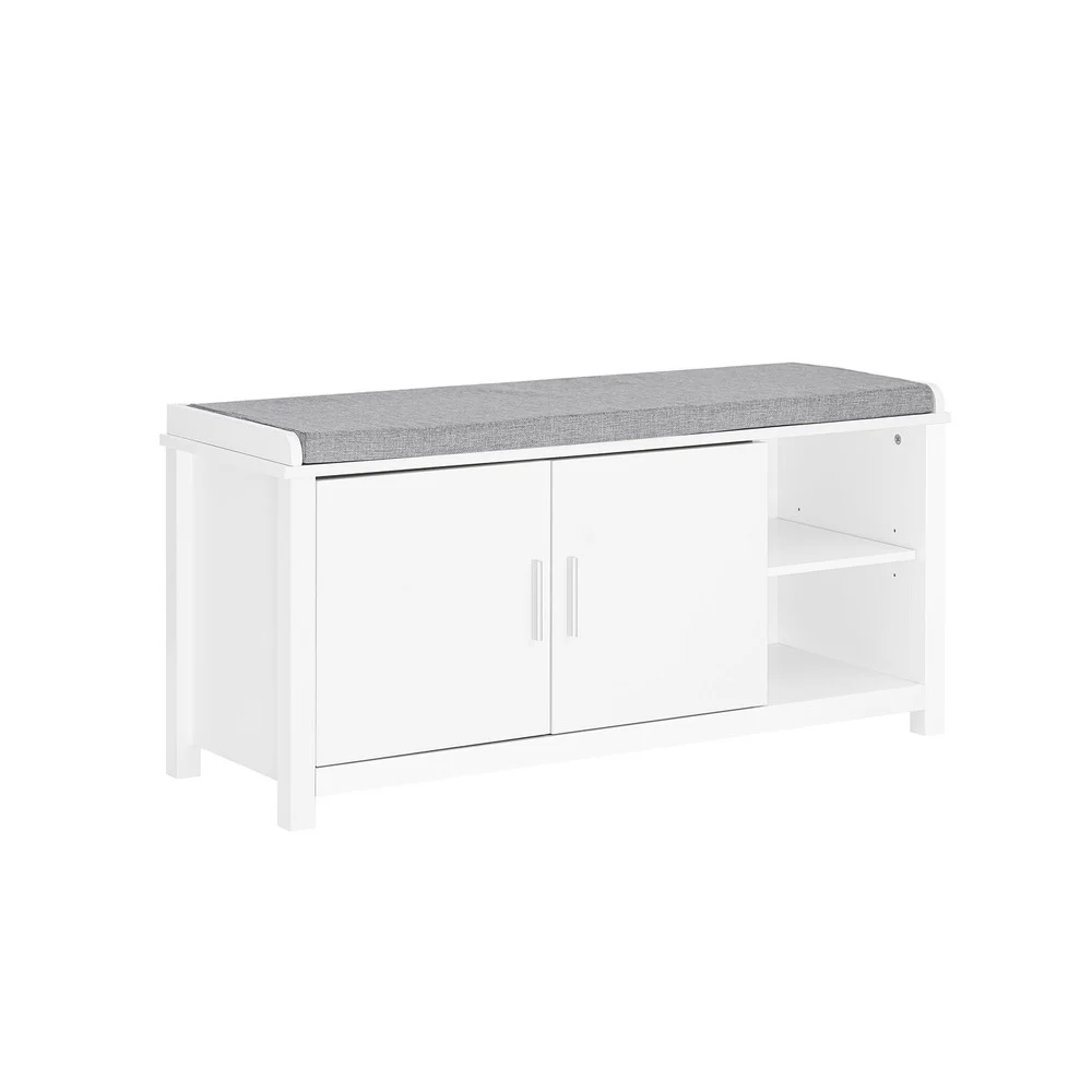 SoBuy Ławka na buty z 2 drzwiczkami Biały 105x35x50cm Klasyczny FSR168-W