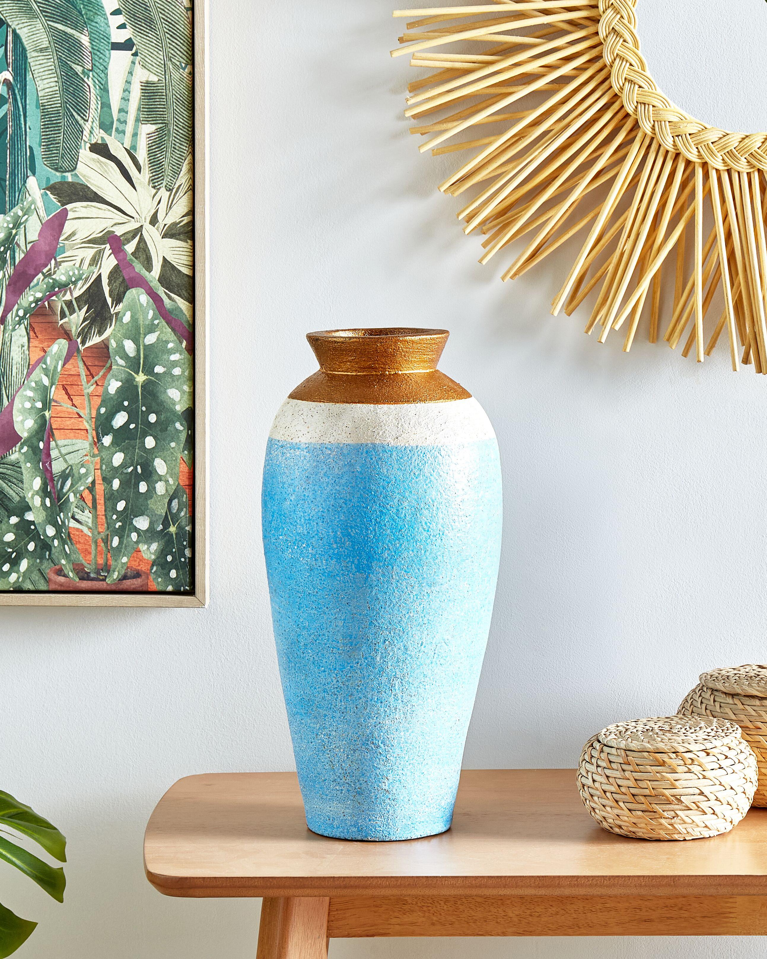 Decorative Vase PLATEJE Ceramic 42 cm Blue