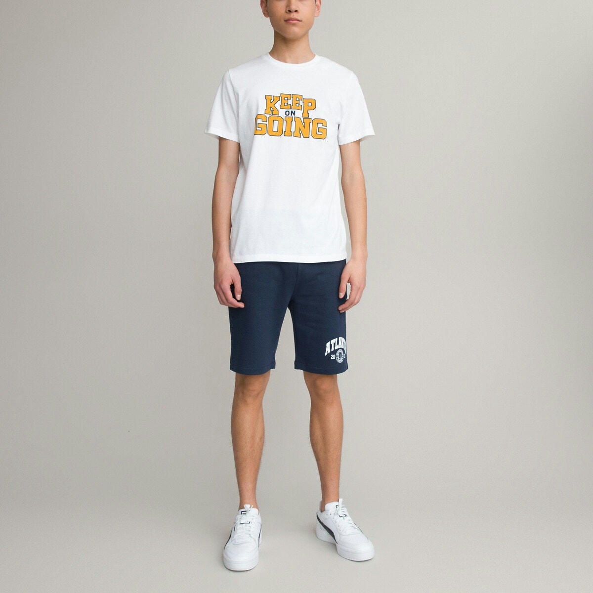 T-shirt col rond, message imprimé devant