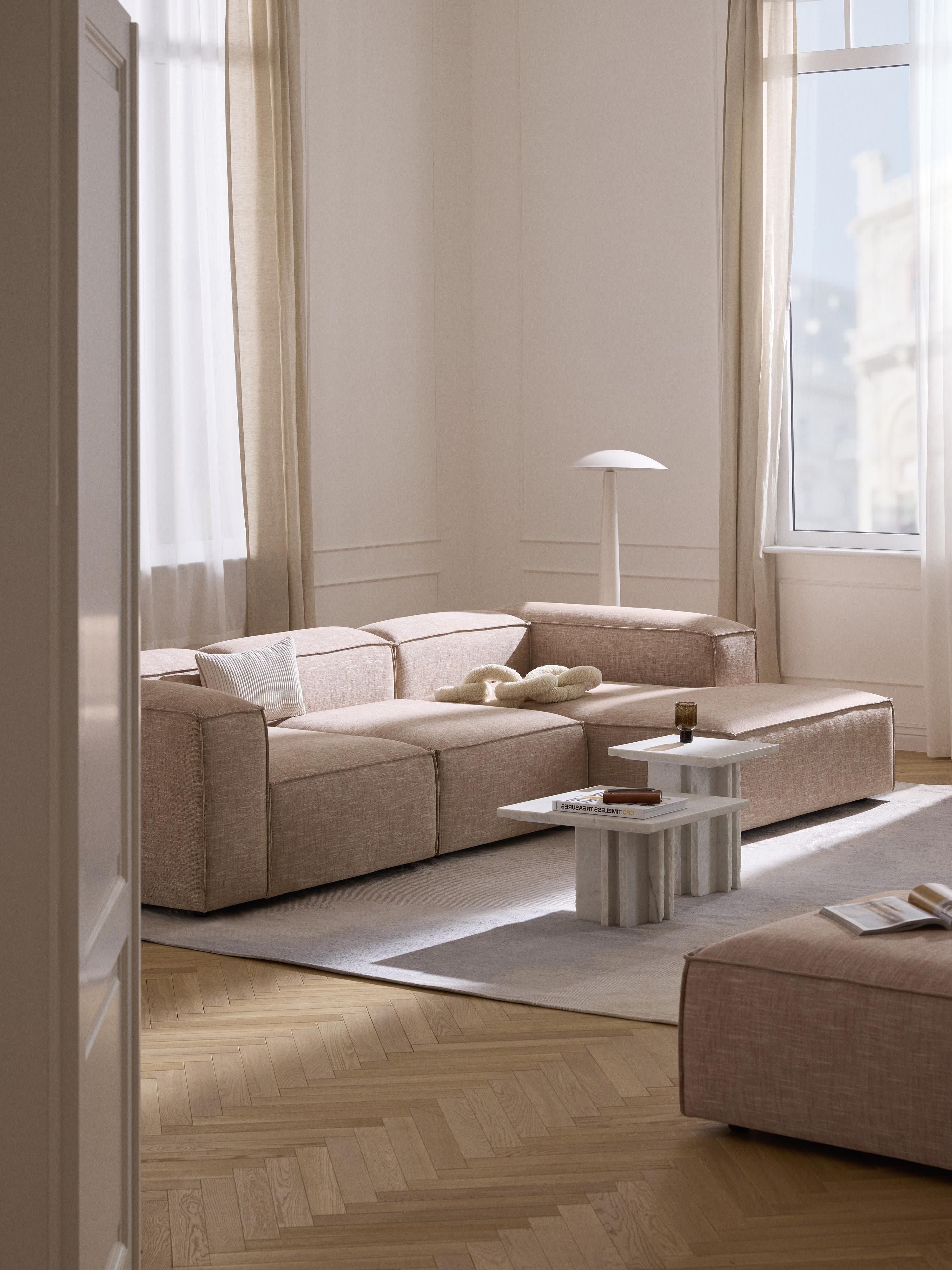 Modulares Ecksofa Lennon (4-Sitzer) aus Leinen-Mix