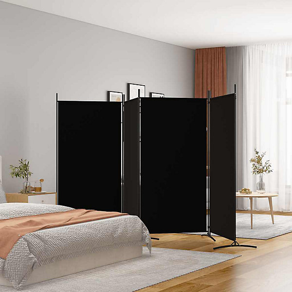 Cloison de séparation 4 panneaux Noir 346x180 cm Tissu vidaXL