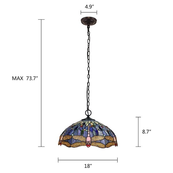 Tiffany-Style Dragonfly-Design 3-light Dark Bronze Pendant