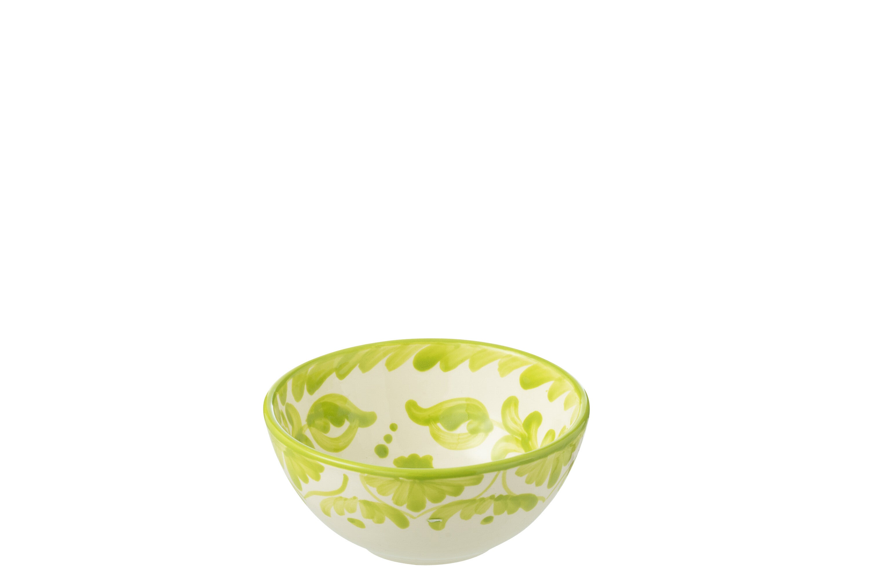 J-Line kom Granada High - keramiek - wit/groen - small - Ø 14 cm